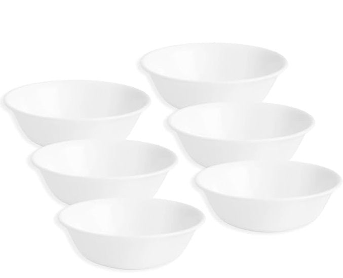 6-Piece Soup/Cereal Bowl Set Triple Layer Glass and Chip Resistant, 18-Oz Lightweight Round Bowls, Winter Frost White