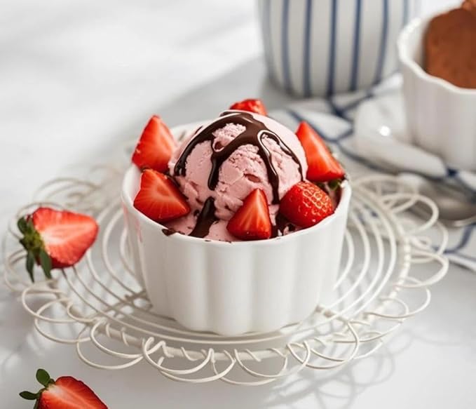 8 oz Small Dessert Bowls, Ramekins Oven Safe, Ceramic Small Serving Bowls for Dessert, Snacks, Creme Brulee, Ice Cream, Set of 6, White