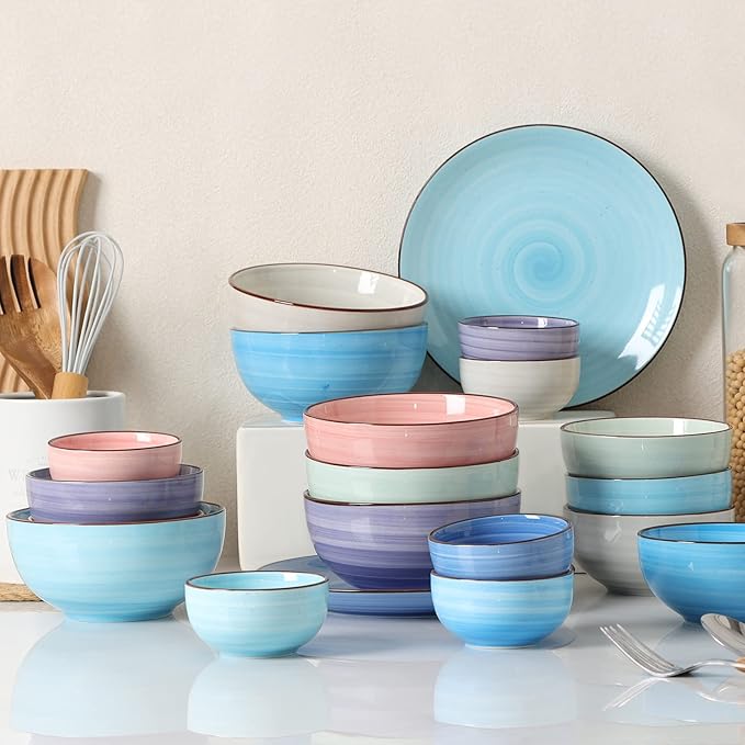 Ceramic 12 Oz Dessert Bowls Set, Small Cereal Bowls for Kitchen, 4.7 Inch Ice Cream Bowls for Snack Side Dishes Dips, Microwave Dishwasher Safe, Set of 6, Gradient Color