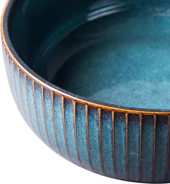 Salad Bowl 66 Oz, 8" Large Soup Bowls, Porcelain Round Serving Bowl Blue Decorative Bowl for Salad, Chip, Cereal, Fruits and Pasta (1pc)