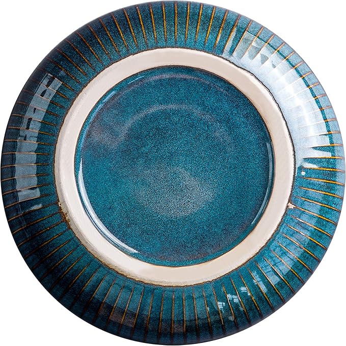 Salad Bowl 66 Oz, 8" Large Soup Bowls, Porcelain Round Serving Bowl Blue Decorative Bowl for Salad, Chip, Cereal, Fruits and Pasta (1pc)