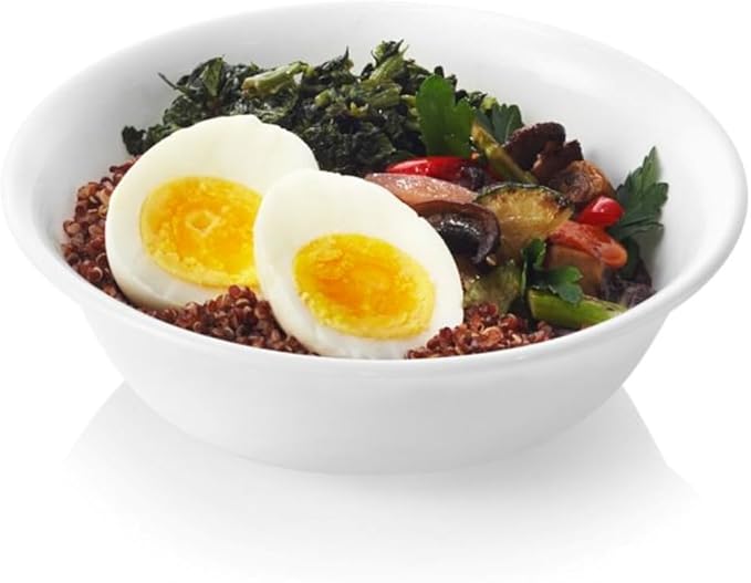6-Piece Soup/Cereal Bowl Set Triple Layer Glass and Chip Resistant, 18-Oz Lightweight Round Bowls, Winter Frost White