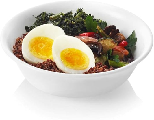 6-Piece Soup/Cereal Bowl Set Triple Layer Glass and Chip Resistant, 18-Oz Lightweight Round Bowls, Winter Frost White
