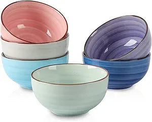 Ceramic 12 Oz Dessert Bowls Set, Small Cereal Bowls for Kitchen, 4.7 Inch Ice Cream Bowls for Snack Side Dishes Dips, Microwave Dishwasher Safe, Set of 6, Gradient Color