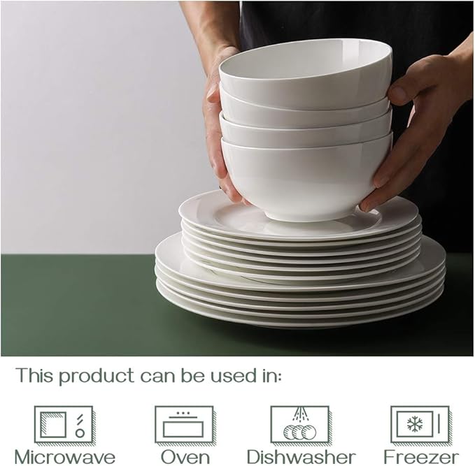 22 OZ White Ceramic Bowls Set of 4 - Perfect for Soup Bowls for Kitchen, Cereal Bowl, Ramen Bowl, Microwave Safe for Oatmeal, Fruit,Salad and Rice Bowl - Dishwasher & Microwave Safe
