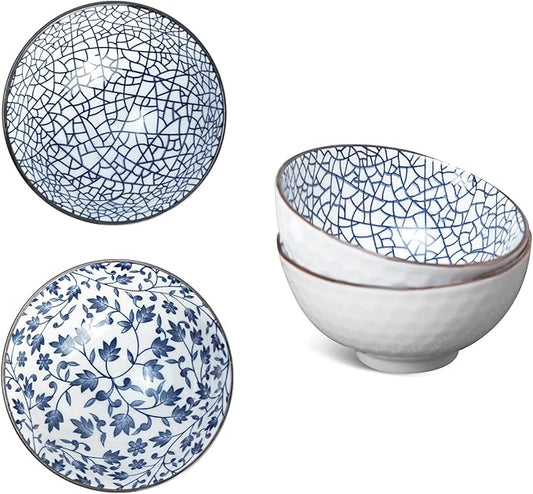 Ceramic Bowls Set – 4.5 Inch Porcelain Bowls for Soup, Salad, Rice & Dessert, Sets of 2, 4, or 6, Microwave, Oven & Dishwasher Safe (Set of 2)