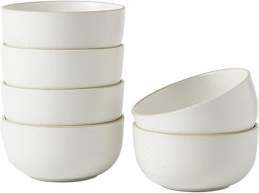 CERAMICS Ceramic Small Bowls for Kitchen, Set of 6, 9 ounces Small Ceramic Bowls for Condiments, Dipping, Side Dishes (Glazed Matte Off-White)