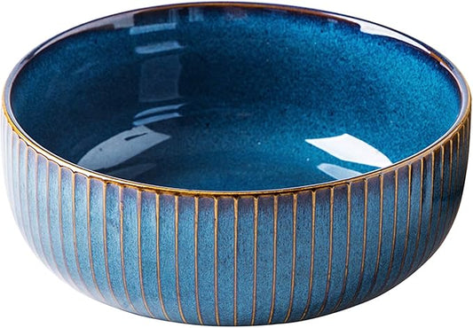 Salad Bowl 66 Oz, 8" Large Soup Bowls, Porcelain Round Serving Bowl Blue Decorative Bowl for Salad, Chip, Cereal, Fruits and Pasta (1pc)