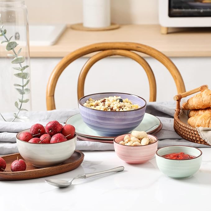 Ceramic 12 Oz Dessert Bowls Set, Small Cereal Bowls for Kitchen, 4.7 Inch Ice Cream Bowls for Snack Side Dishes Dips, Microwave Dishwasher Safe, Set of 6, Gradient Color