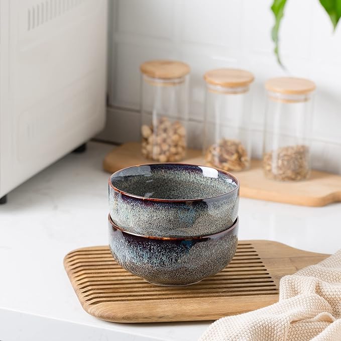 22 Ounce Serving Bowls Set - Ceramic Bowl Set of 2-5.75 inch for Salad, Soup,Cereal Bowls for Kitchen